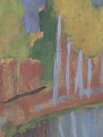 Paul Sérusier (1864-1927), Le Talisman (Paysage au bois d’Amour ; détail des troncs d’arbre). Octobre 1888, peinture (huile sur bois), 27 × 21,5 cm. Paris, musée d’Orsay (RF 1985 13)