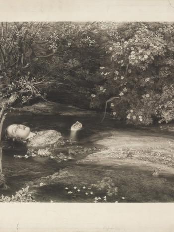 James Stephenson (1808-1886), d’après sir John Everett Millais (1829-1896), Ophélie (Shakespeare, Hamlet, acte IV, scène VII). 1er mars 1866, gravure, 52,5 x 86,3 cm. États-Unis d’Amérique, New York, The Metropolitan Museum of Art