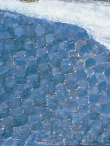 Pierre Bonnard (1867-1947), Nu dans le bain (Nu dans la baignoire ; détail du rectangle bleu). 1936, peinture (huile sur toile), 93 × 147 cm. Paris, musée d’Art moderne de la Ville de Paris