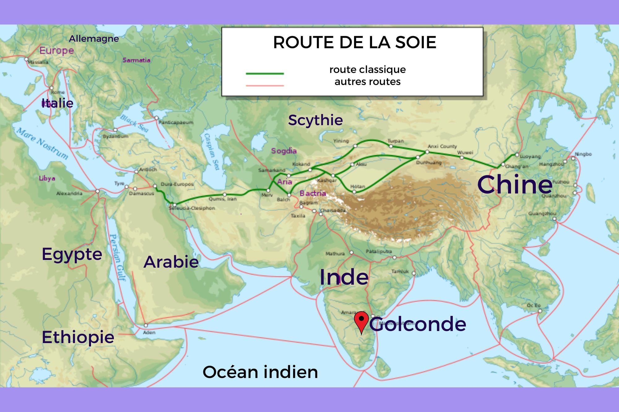 Carte géographique - Route de la Soie Carte géographique - Route de la Soie