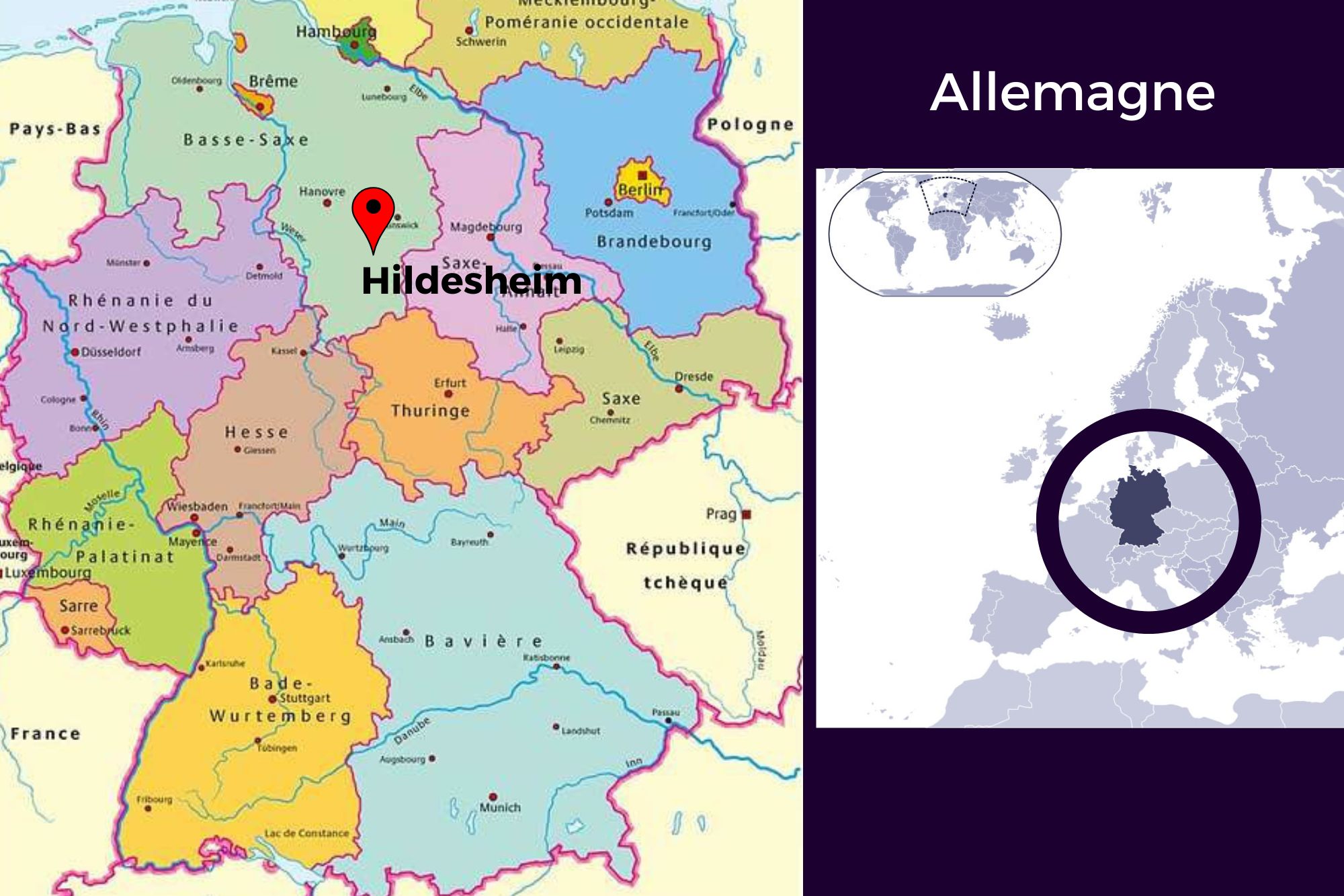Carte de l'Allemagne - Hildesheim