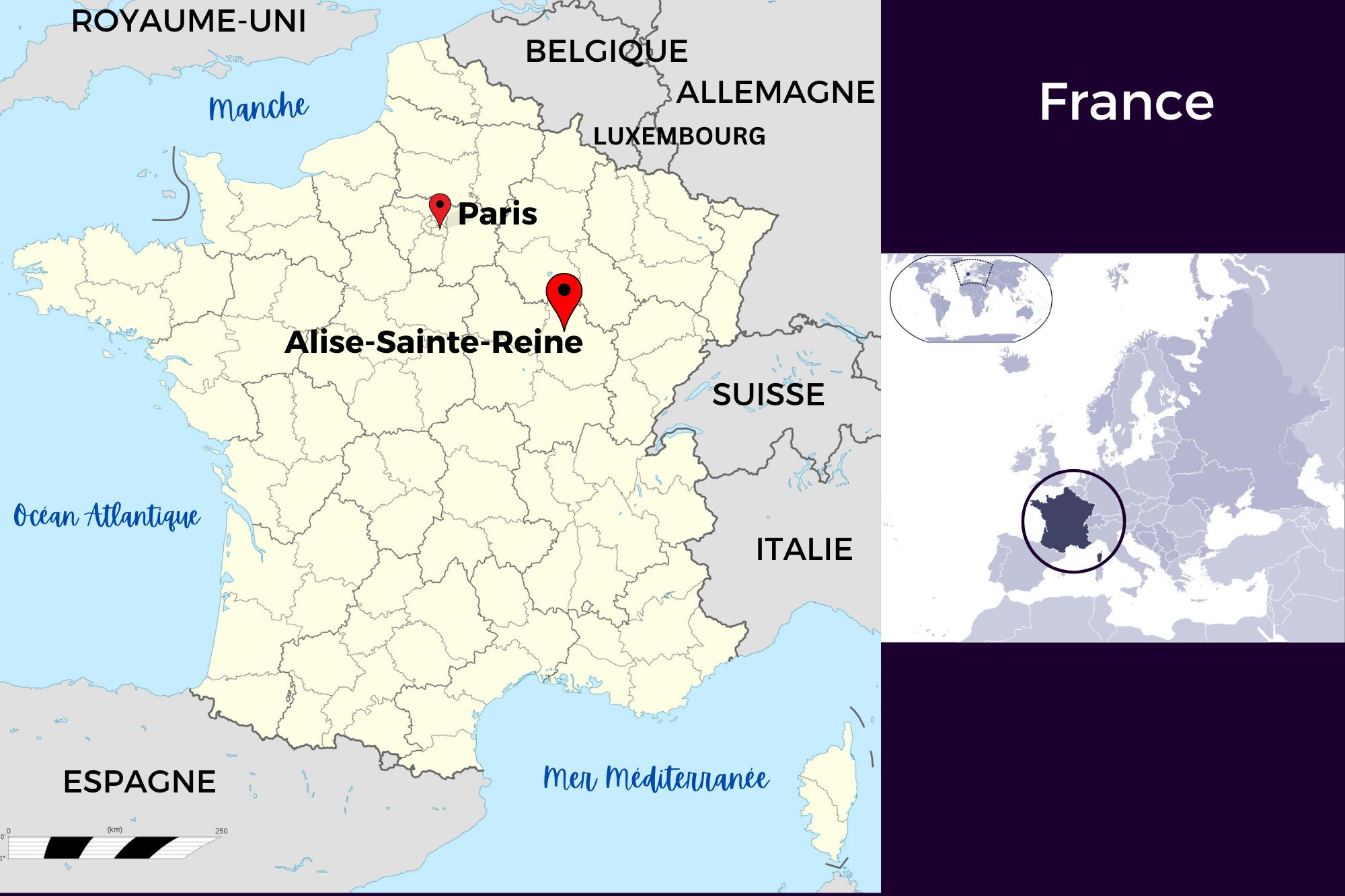 Carte de la France - Alise-Sainte-Reine