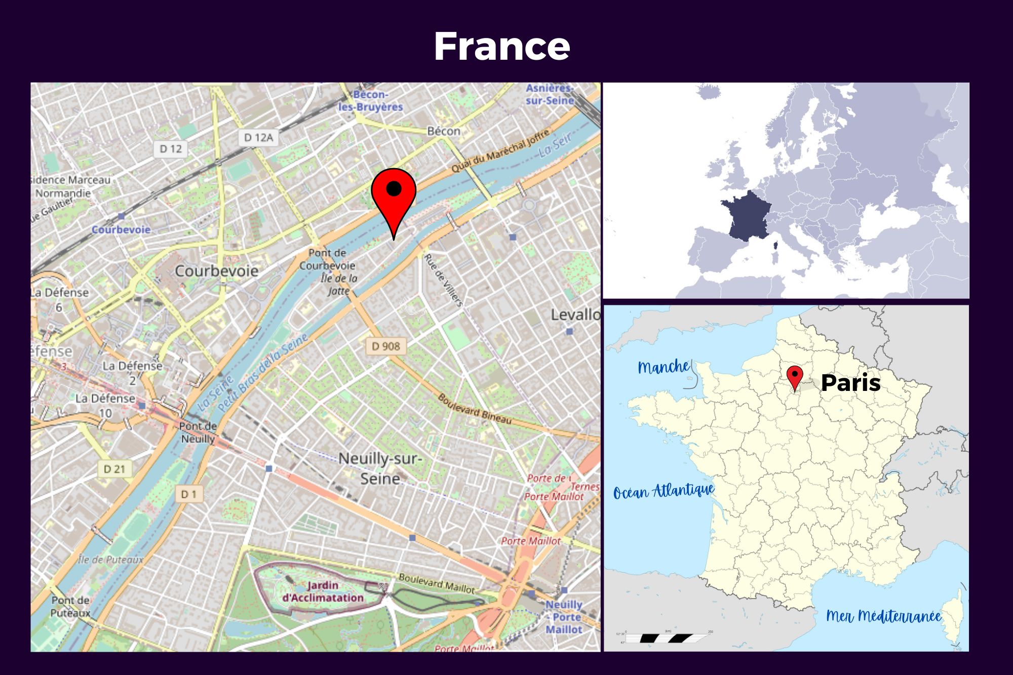 Carte de la banlieue du nord-ouest parisienne