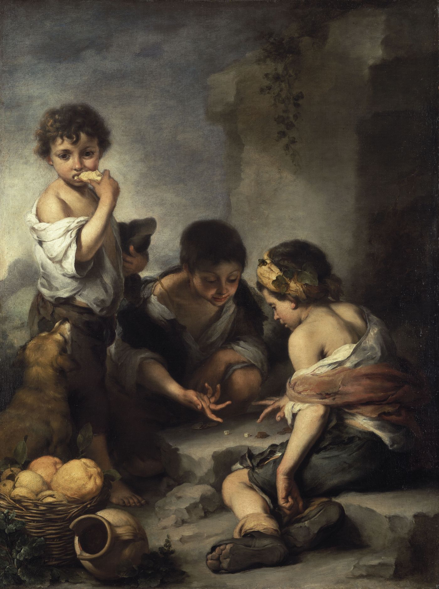 Jeunes mendiants jouant aux dés