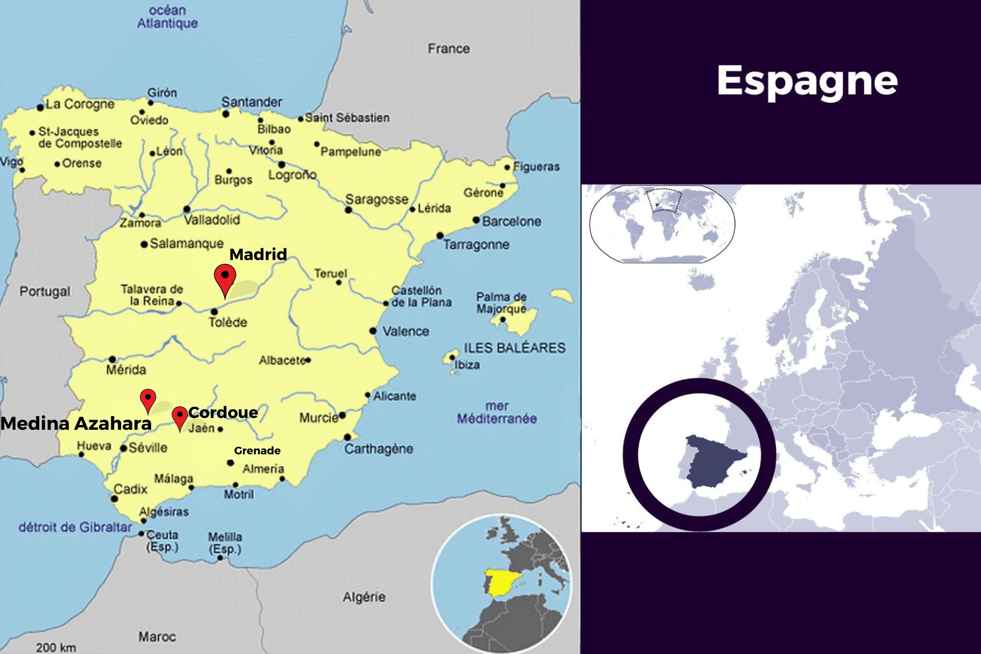 Carte géographique de l'Espagne Carte géographique de l'Espagne