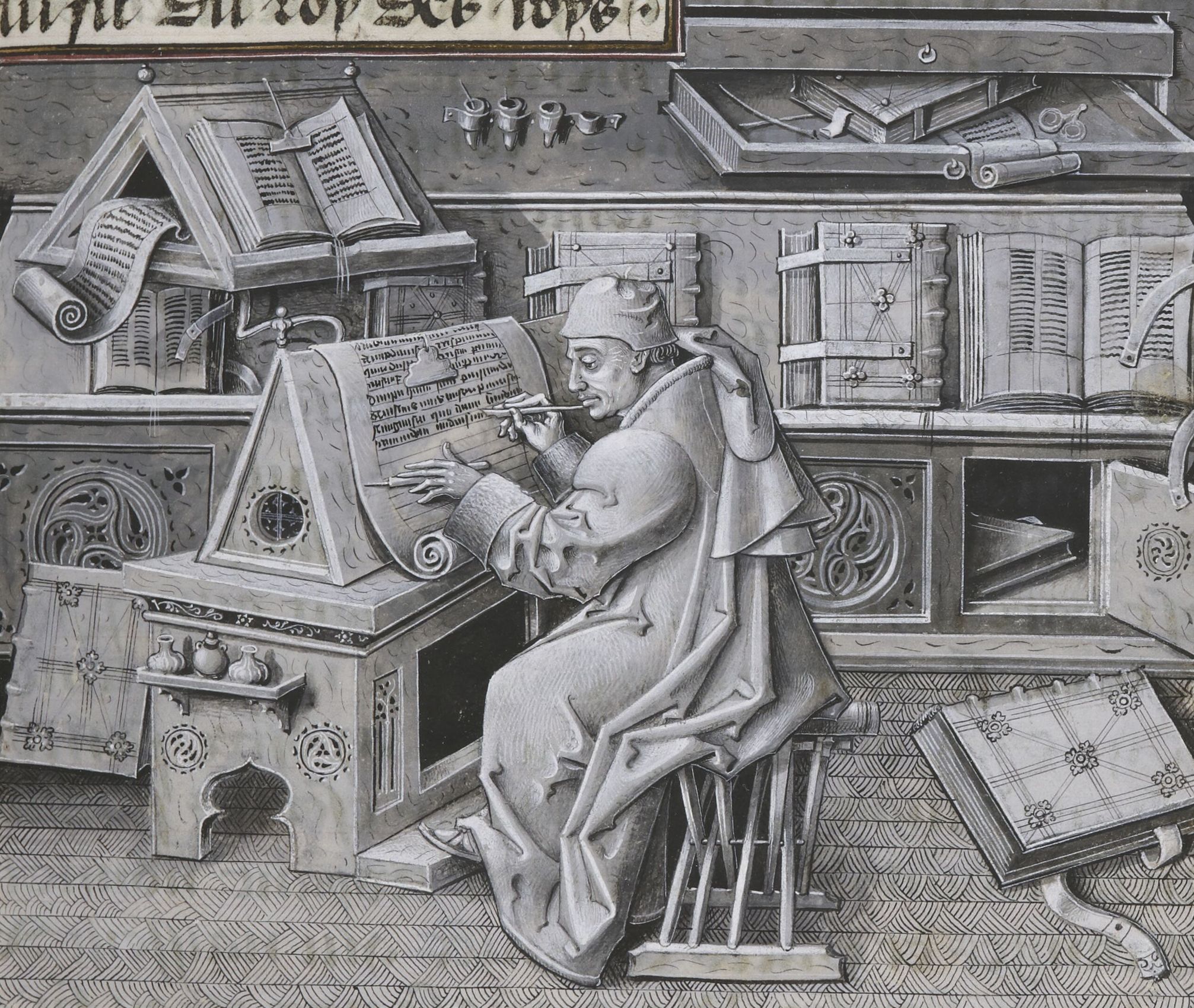 Jean Mielot dans son scriptorium