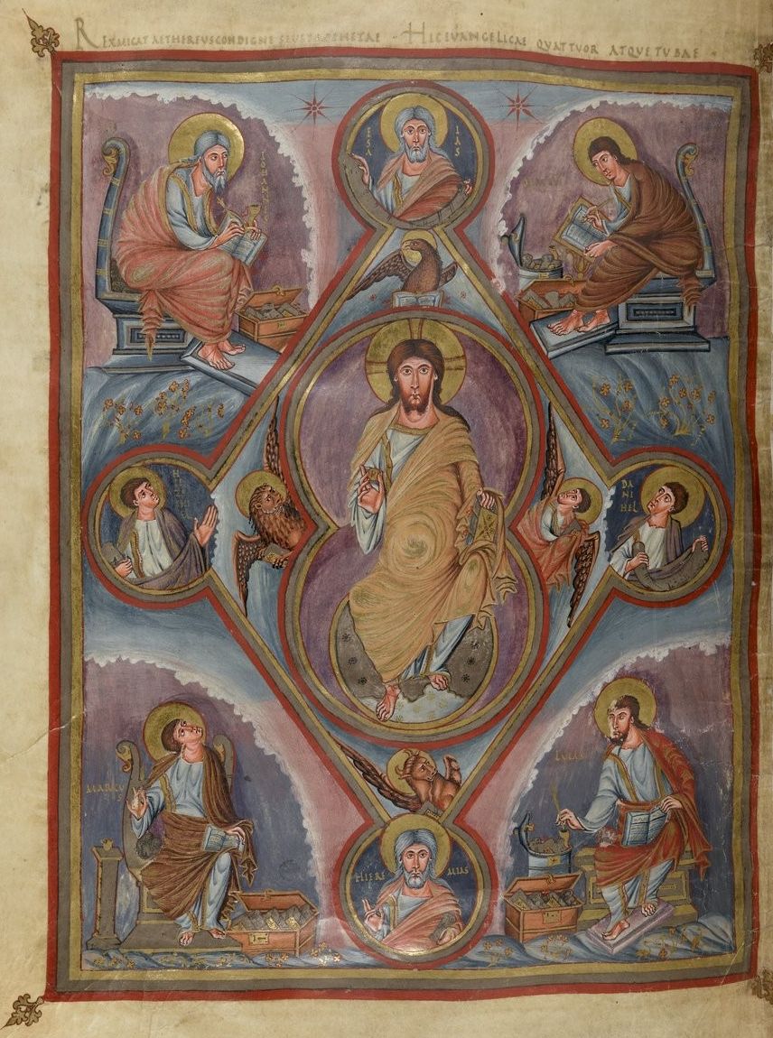 Christ en majesté avec prophètes, évangélistes et tétramorphe Christ en majesté avec prophètes, évangélistes et tétramorphe