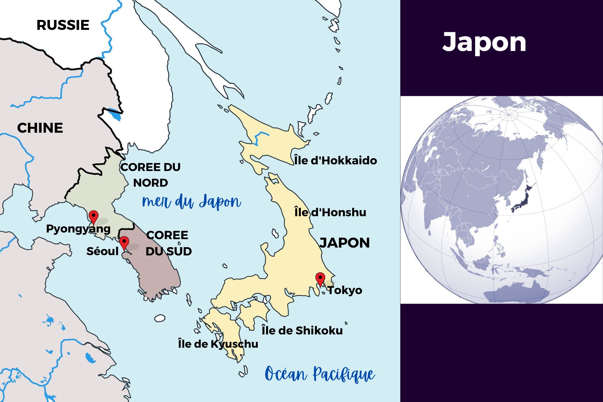 Carte géographique du Japon