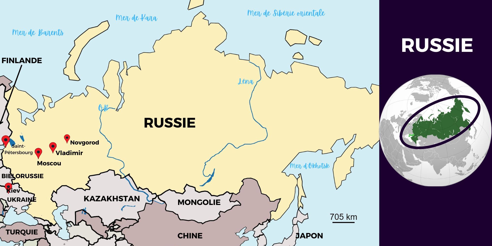 Carte géographique de la Russie
