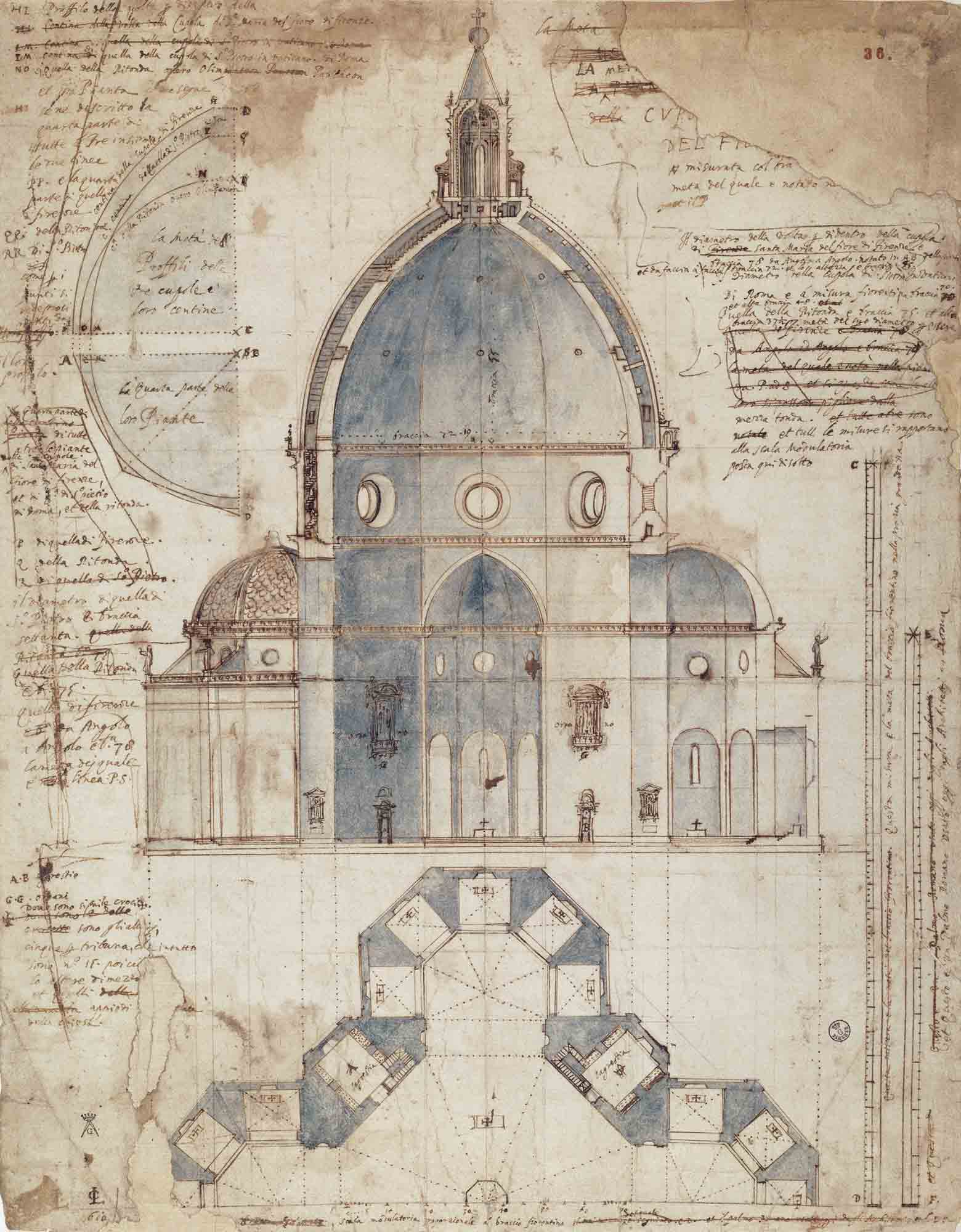 Schéma : Coupe de la coupole, les 2 coupoles intérieure et extérieure 