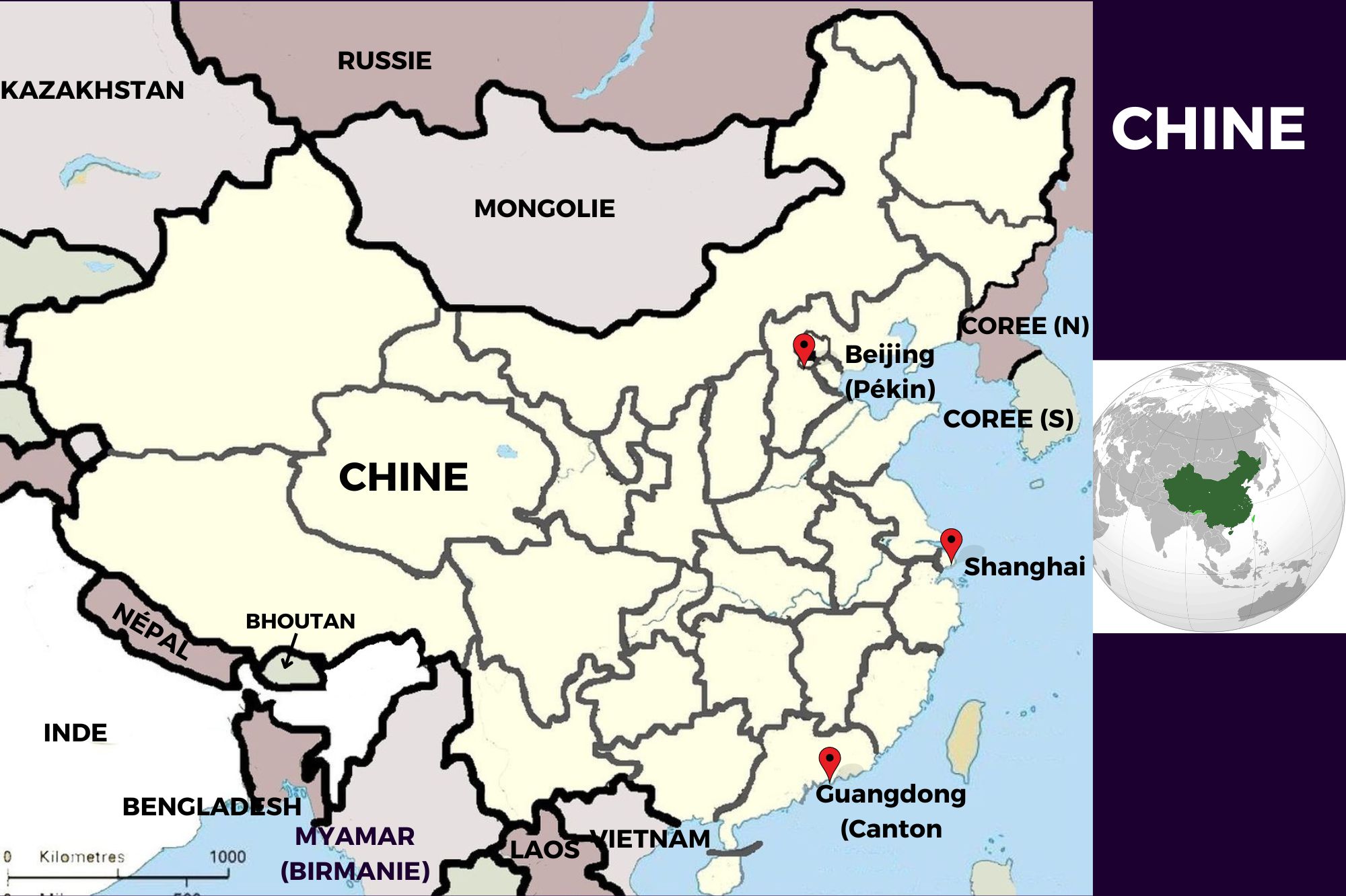 Carte de la Chine  Carte de la Chine