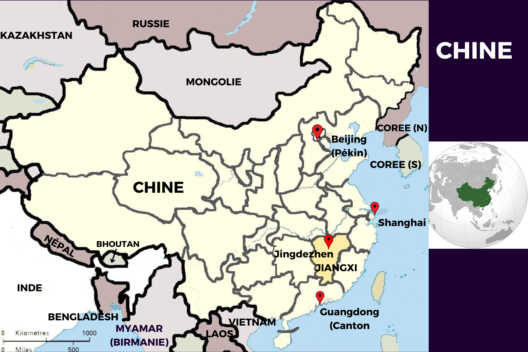 Carte géographique de la Chine Carte géographique de la Chine