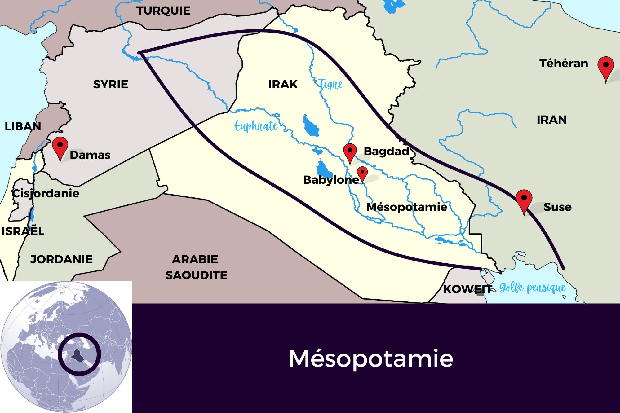 Carte de la Mésopotamie Carte de la Mésopotamie