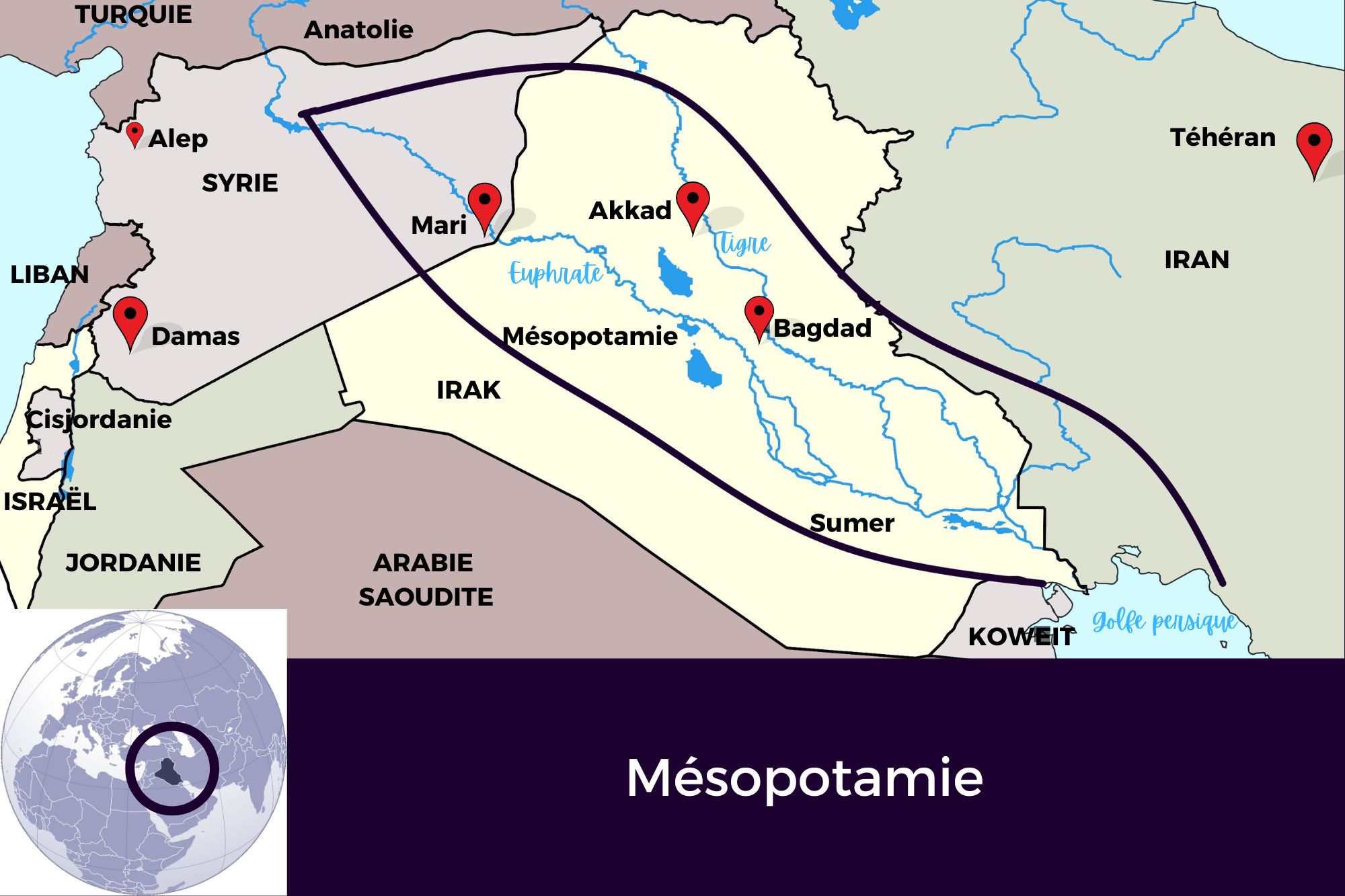 Carte de la Mésopotamie Carte de la Mésopotamie