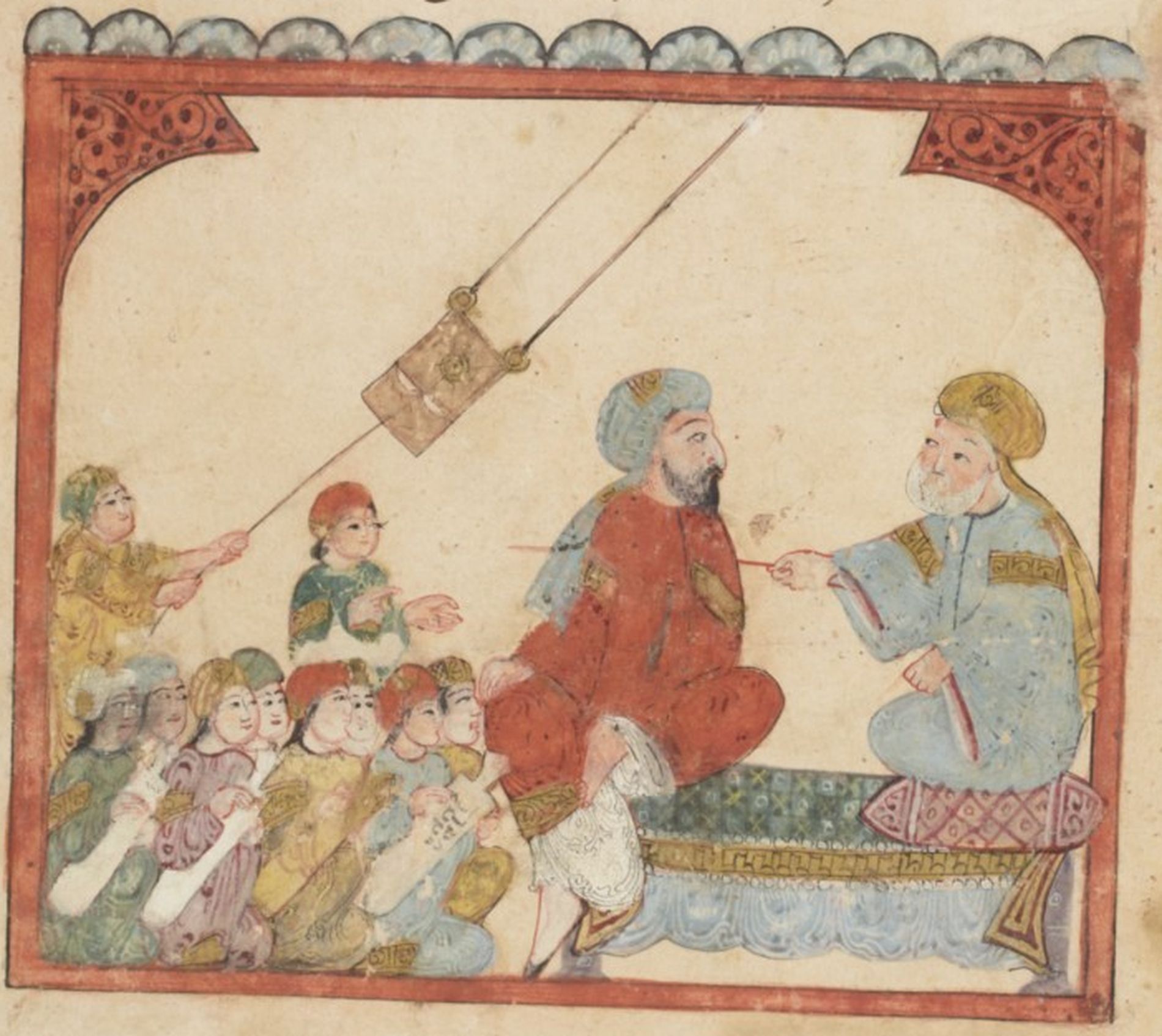 Dans une école, Abû Zayd se livre à des prouesses linguistiques devant al-Hârith