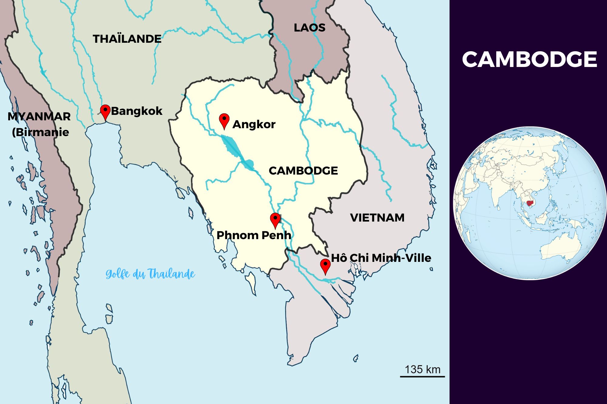Carte du Cambodge Carte du Cambodge