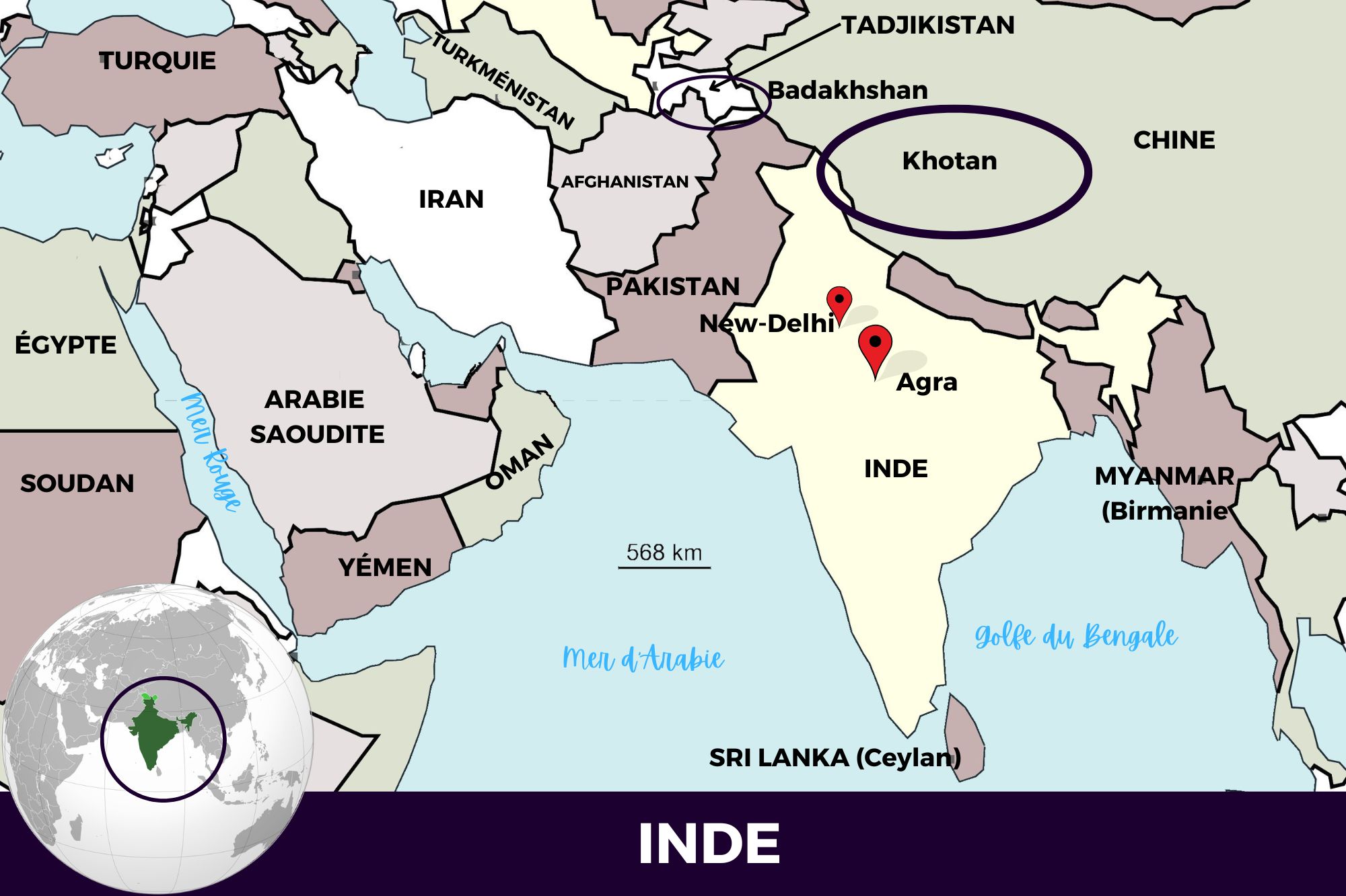 Carte géographique de l'Inde
