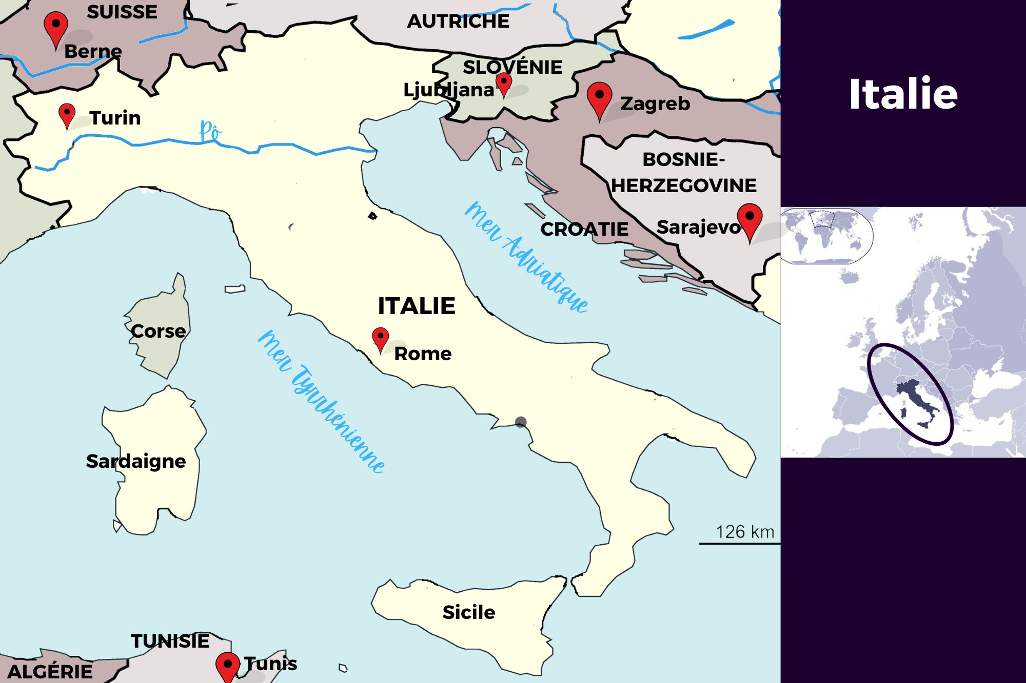 Carte de l'Italie Carte de l'Italie