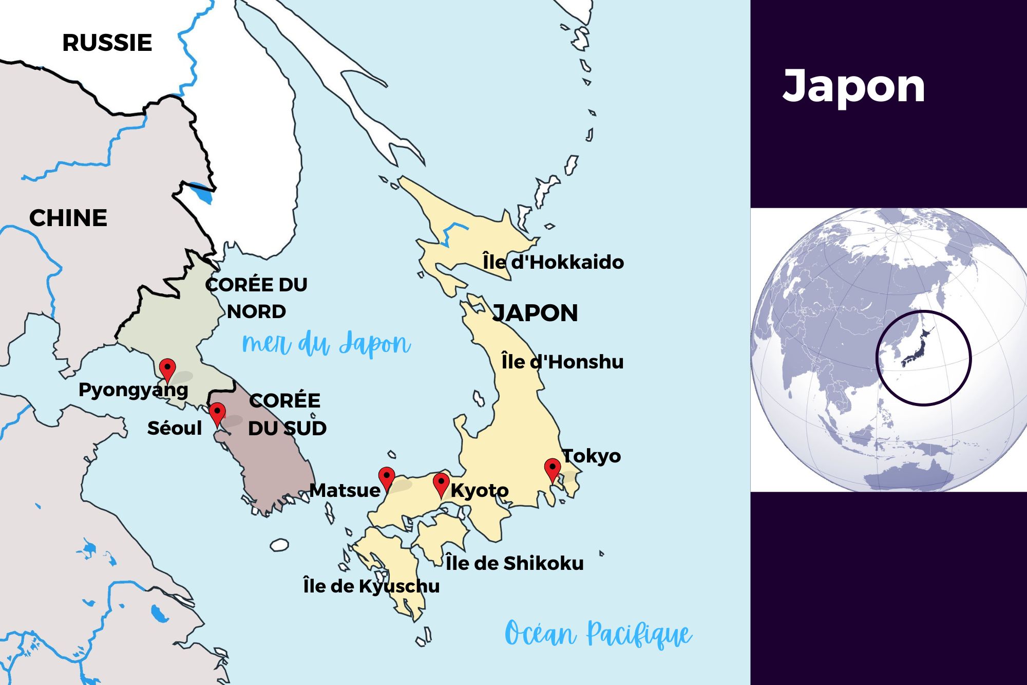 Carte géographique du Japon