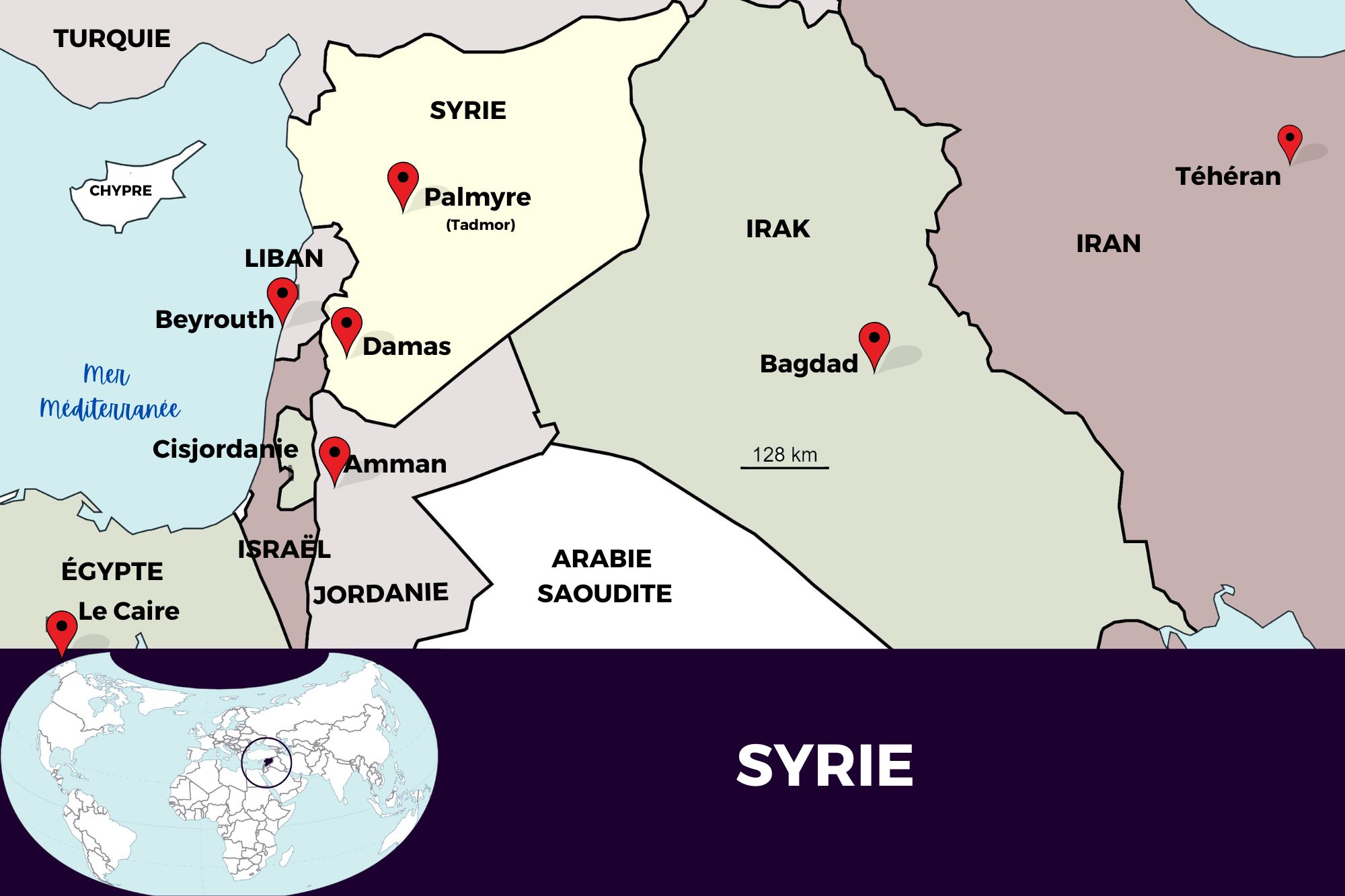 Carte géographique de la Syrie
