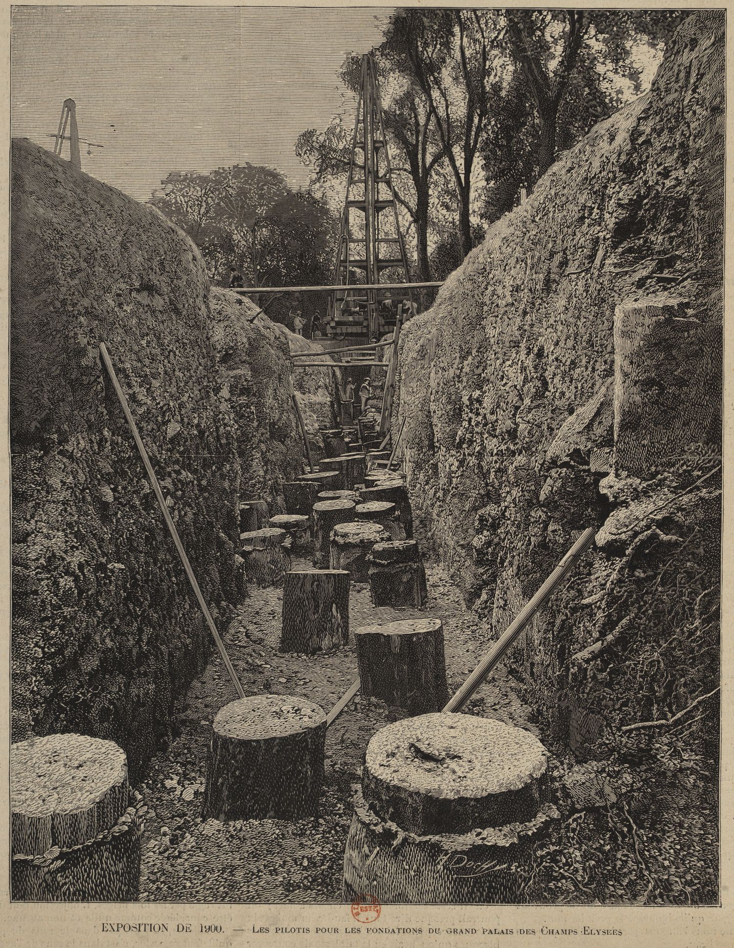 Les pilotis pour les fondations du Grand-Palais 