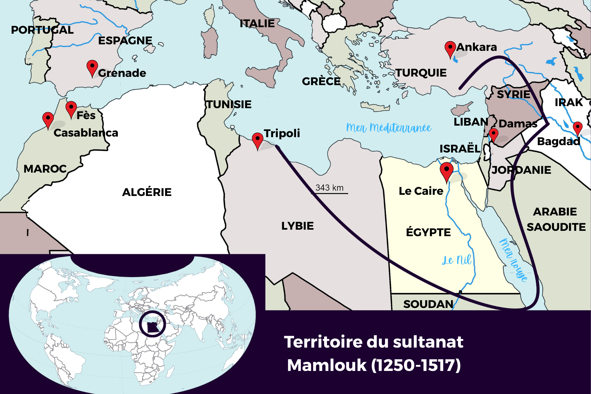 Carte géographique de l'Égypte