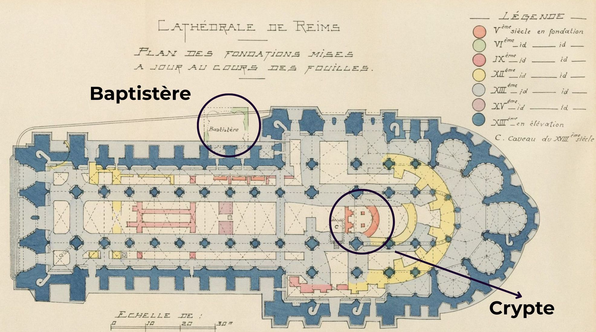 Plan des fondations de la cathédrale de Reims
