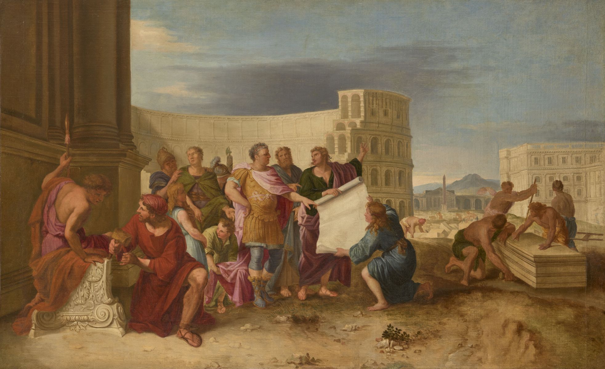 Vespasien faisant élever le Colisée à Rome