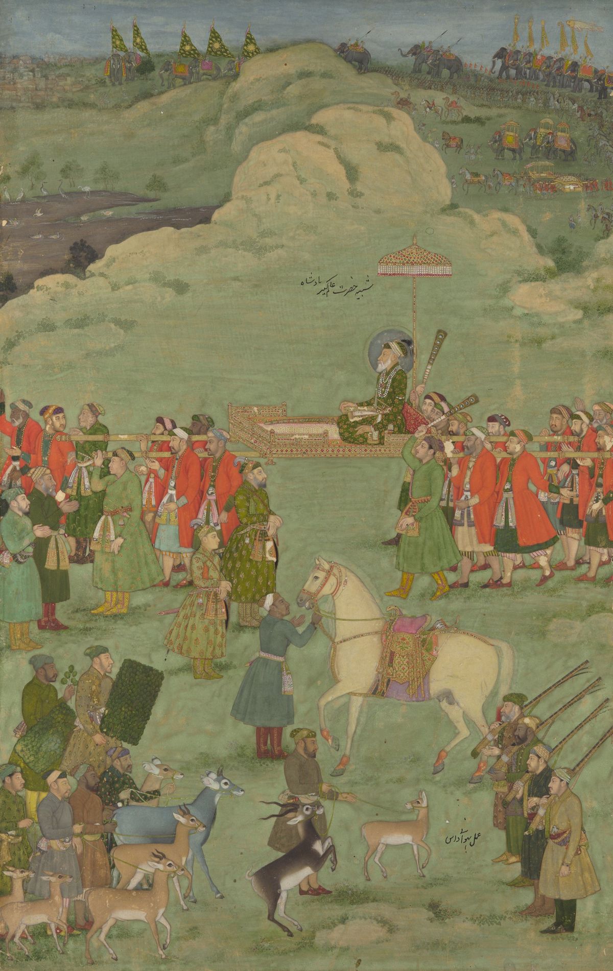 Aurangzeb transporté sur un palanquin