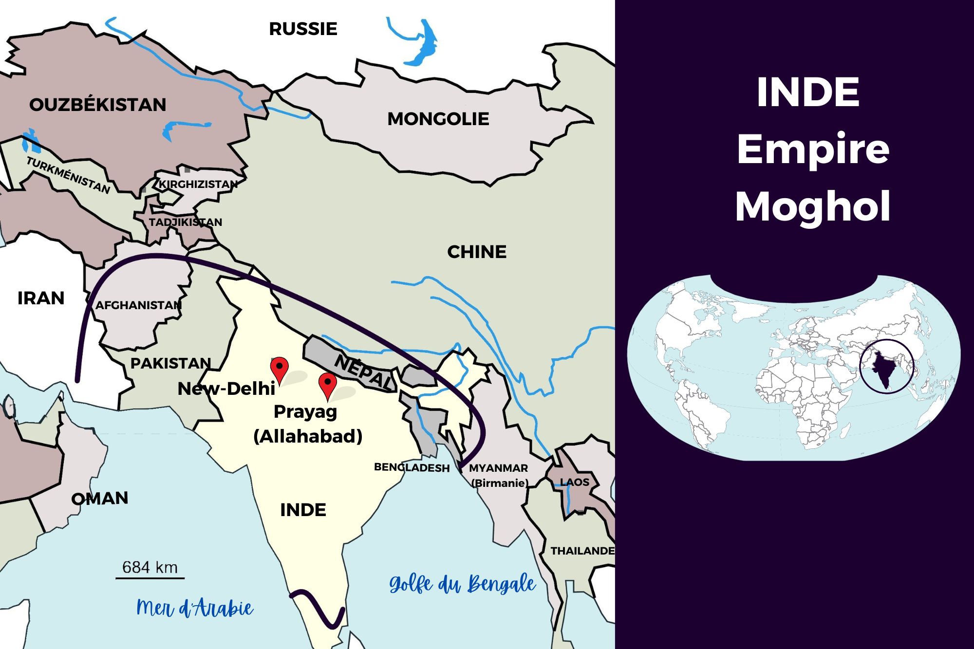 Carte géographique de l'Inde