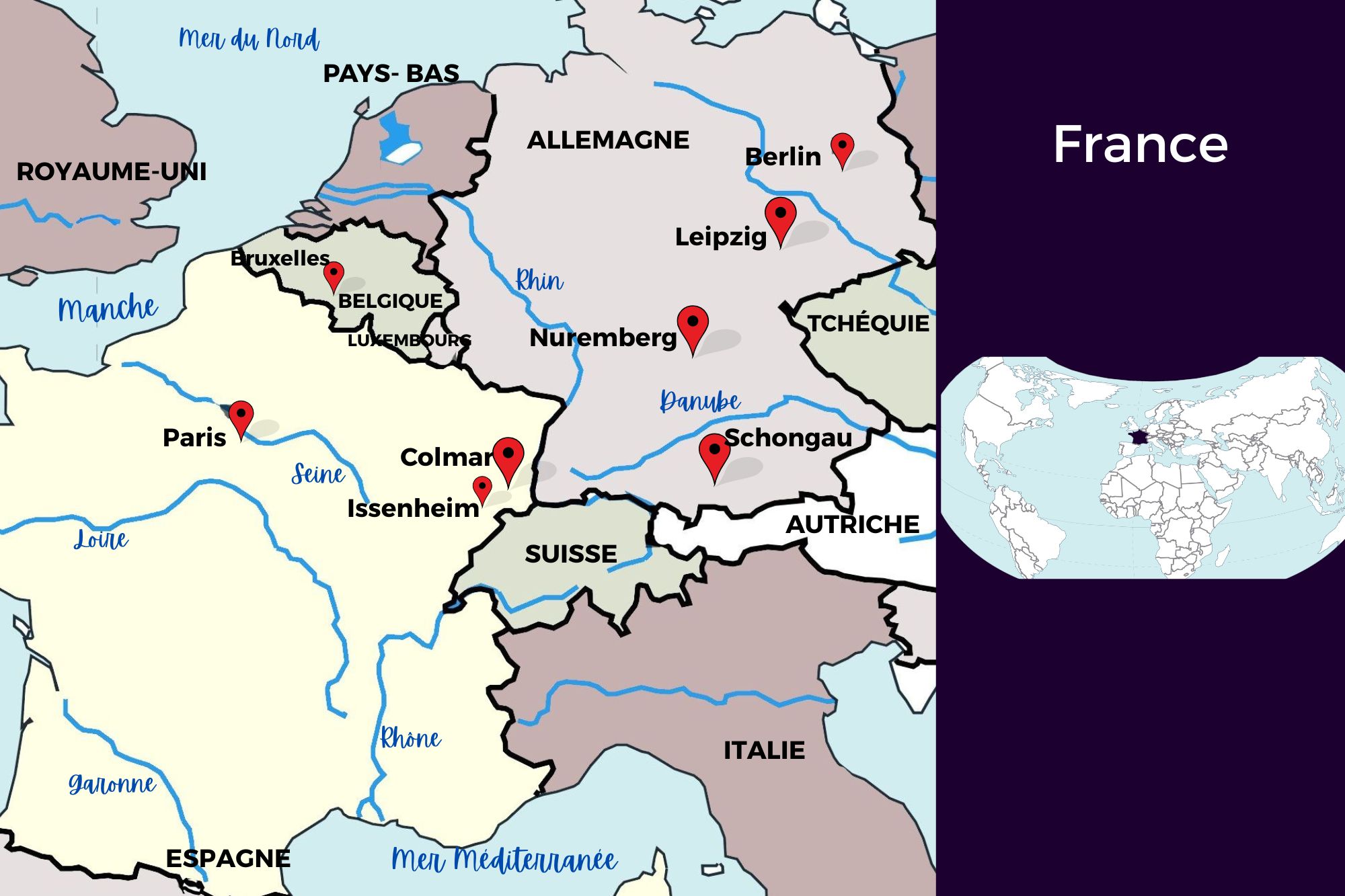 Carte de France et d l'Allemagne