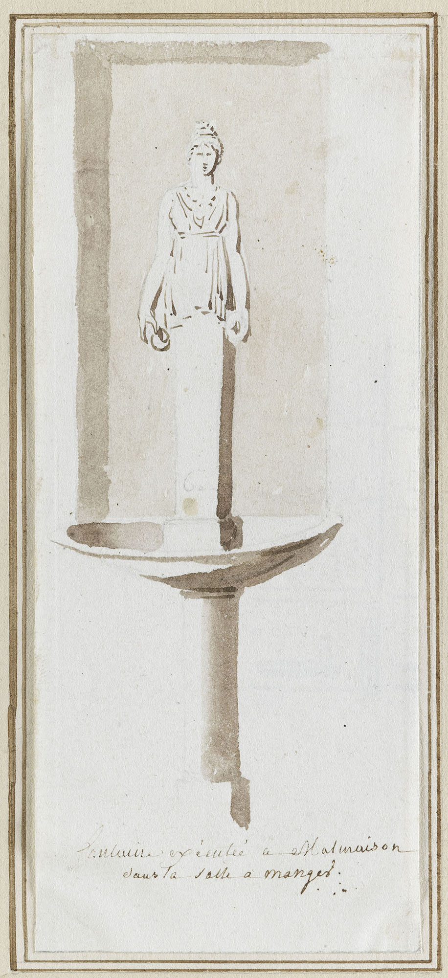Dessin de la fontaine de la salle à manger du château de Malmaison