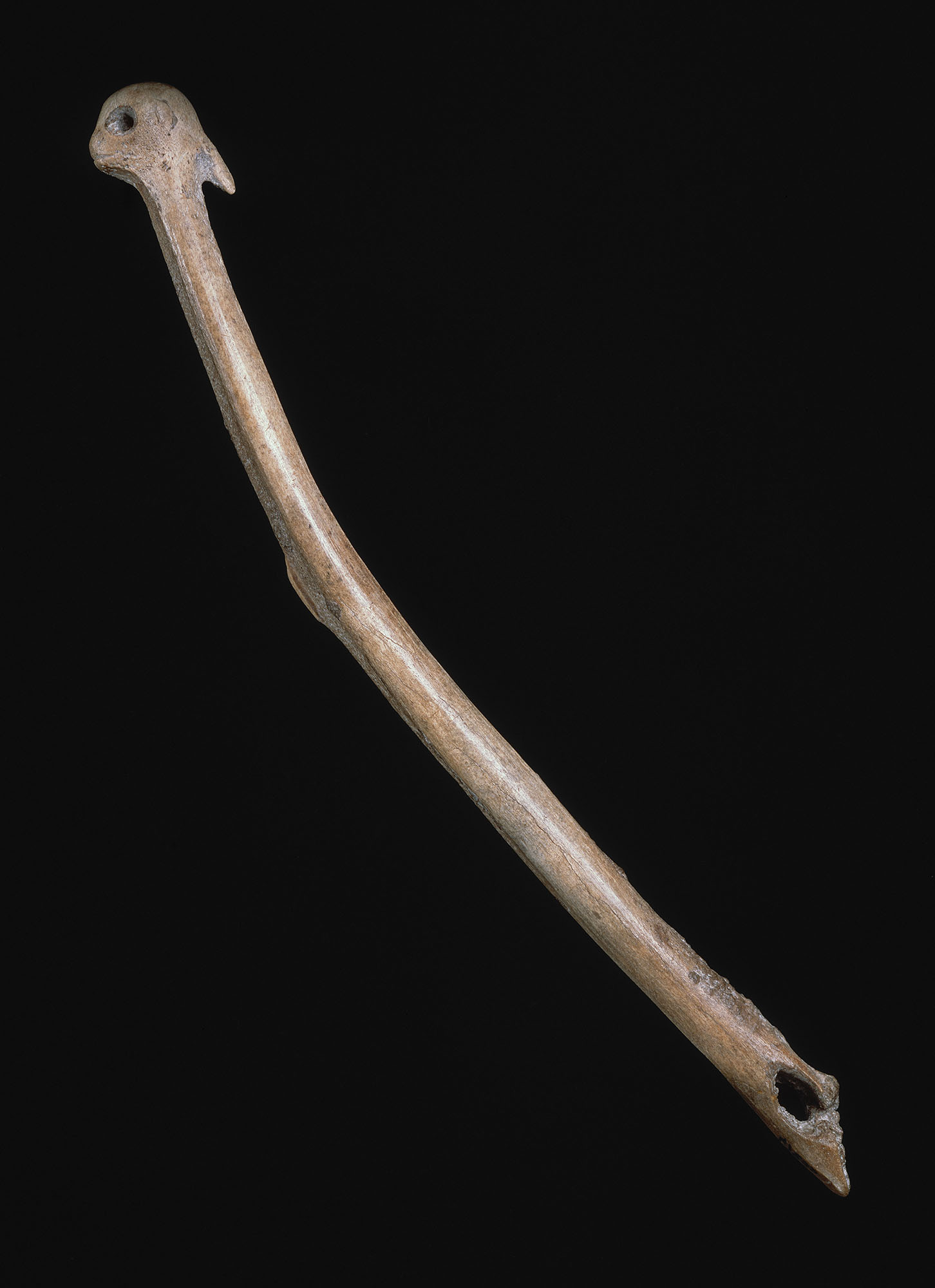 Propulseur sculpté d’une tête anthropomorphe