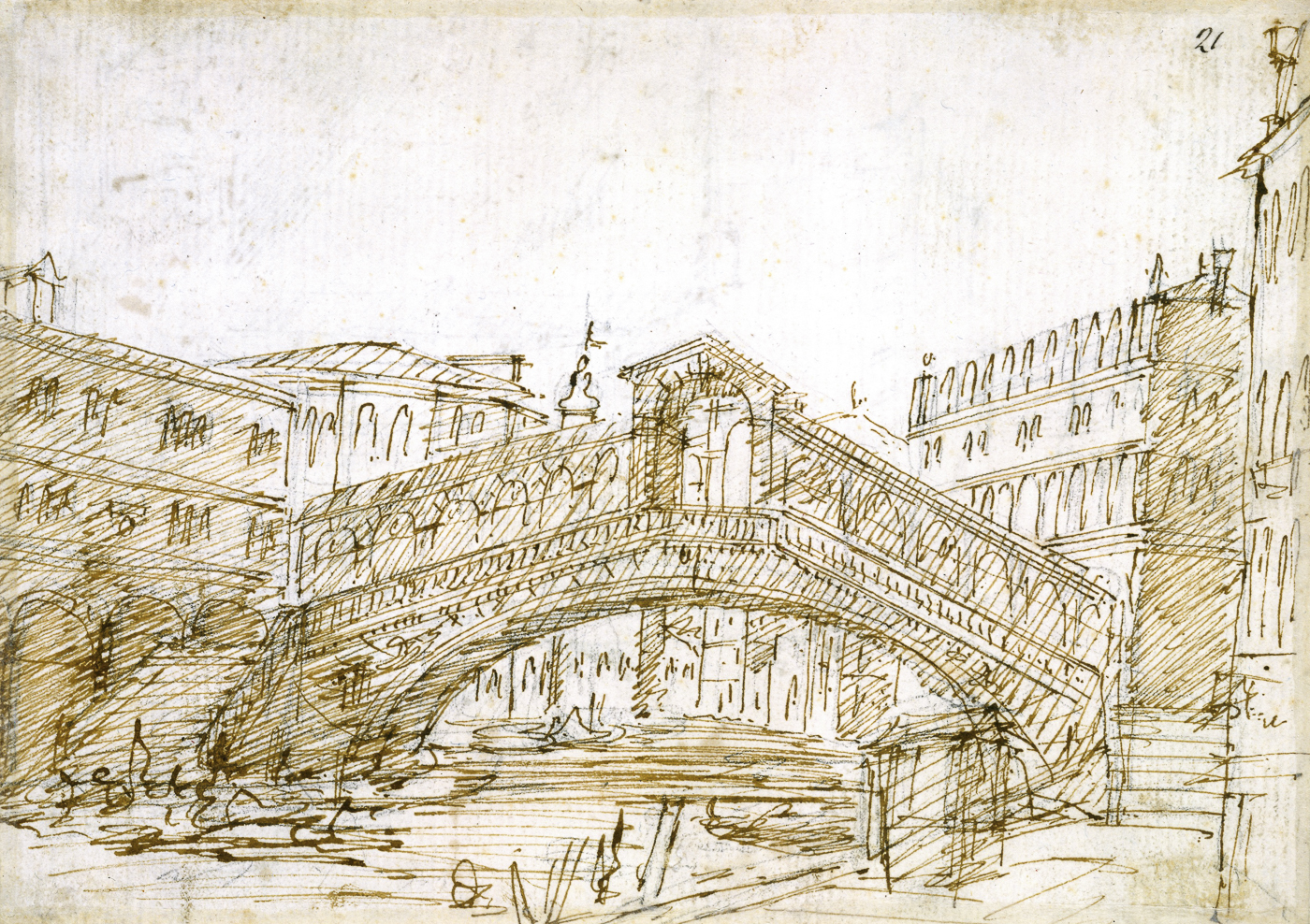 Le Grand Canal à Venise et le pont Rialto vu du Sud 