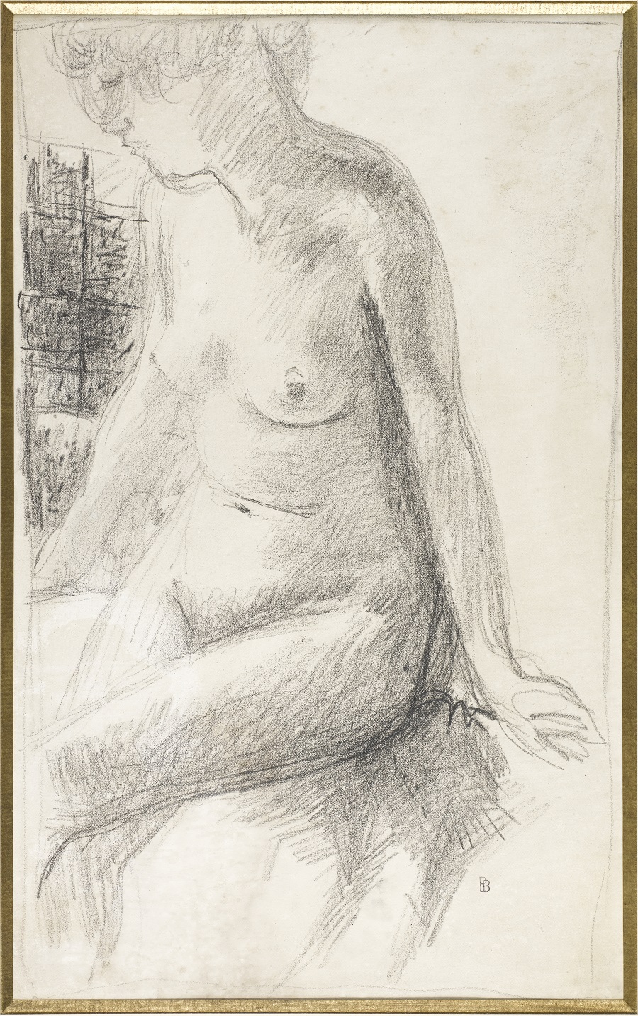 Nu de trois quarts dans une salle de bains