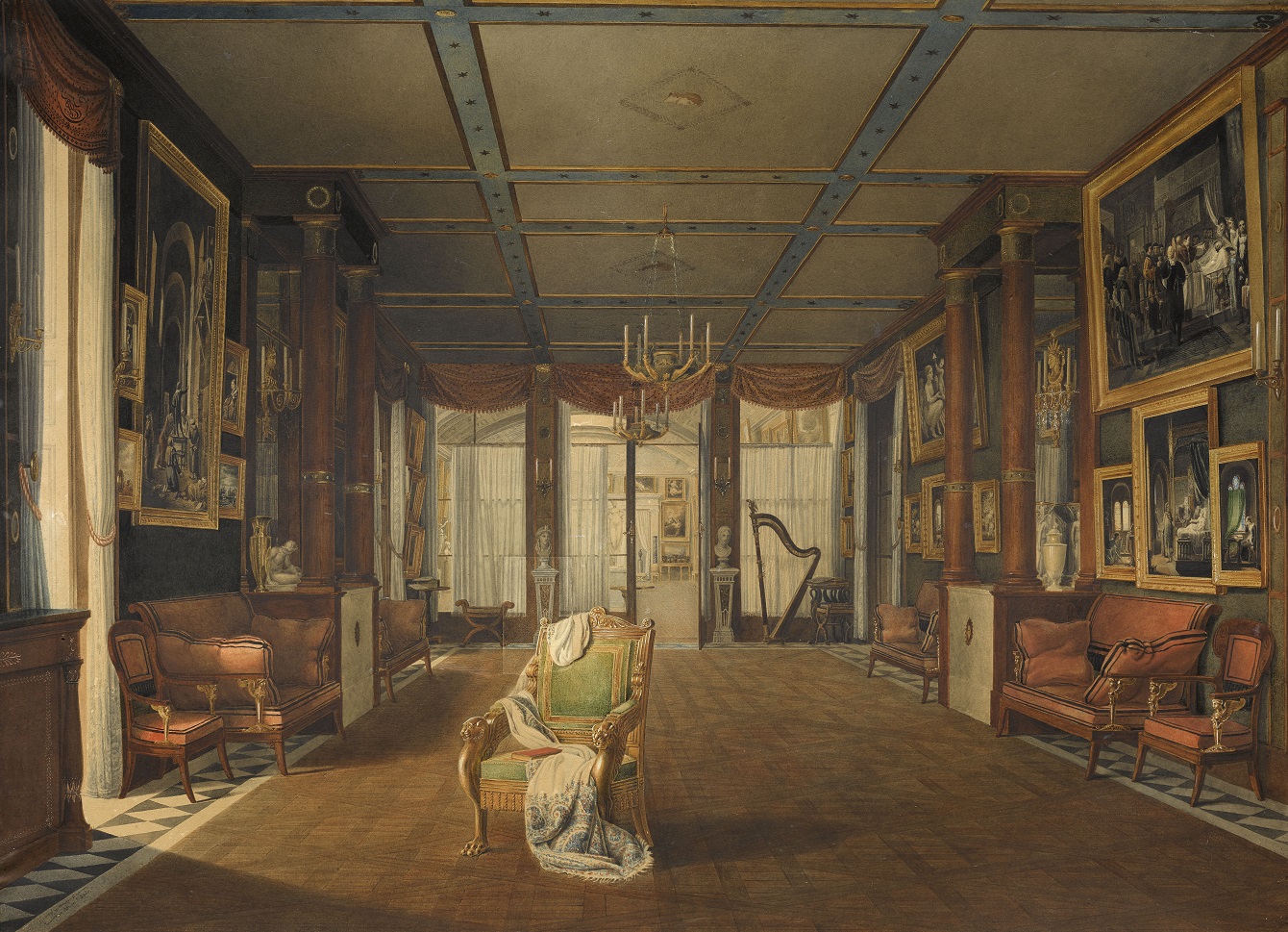 Vue du salon de musique de Joséphine