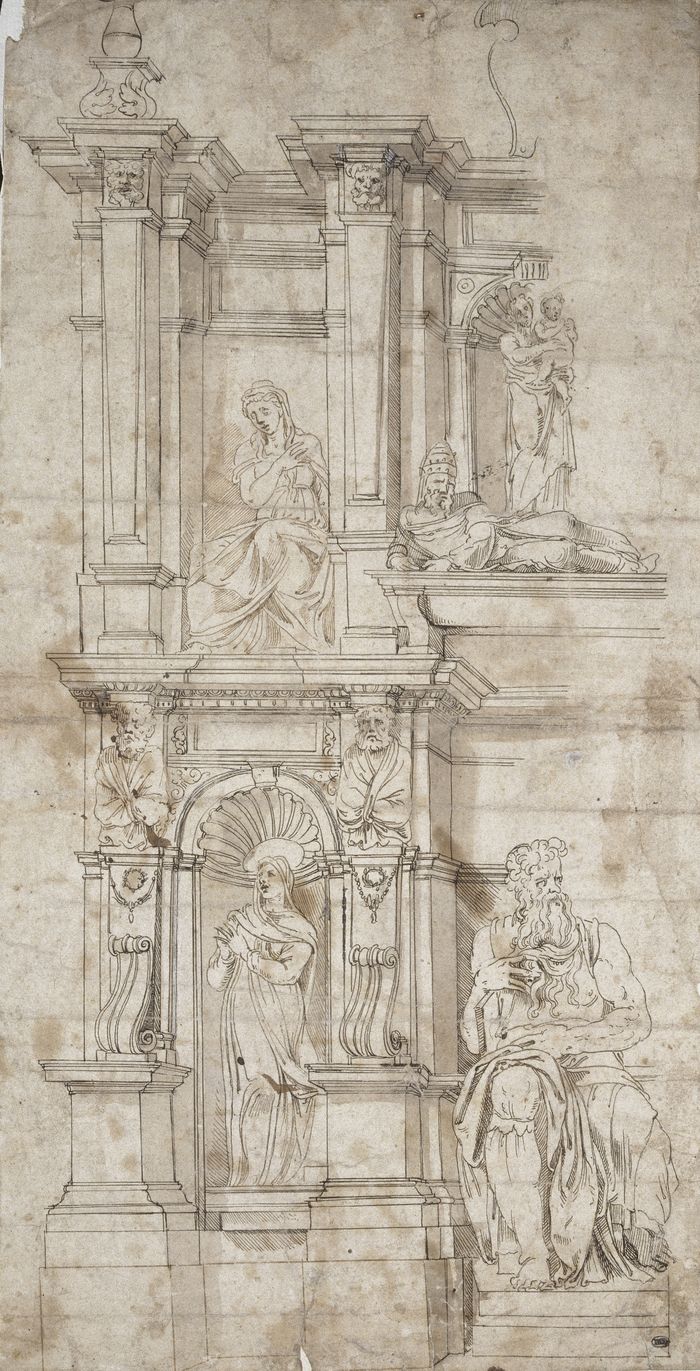 Partie gauche de la façade du tombeau de Jules II, à San Pietro in Vincoli