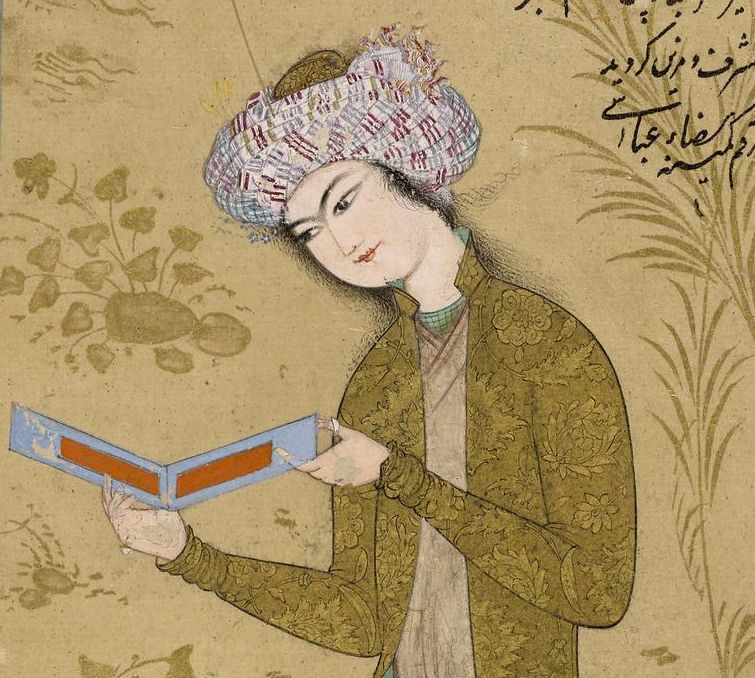 Jeune homme lisant un livre de poésie