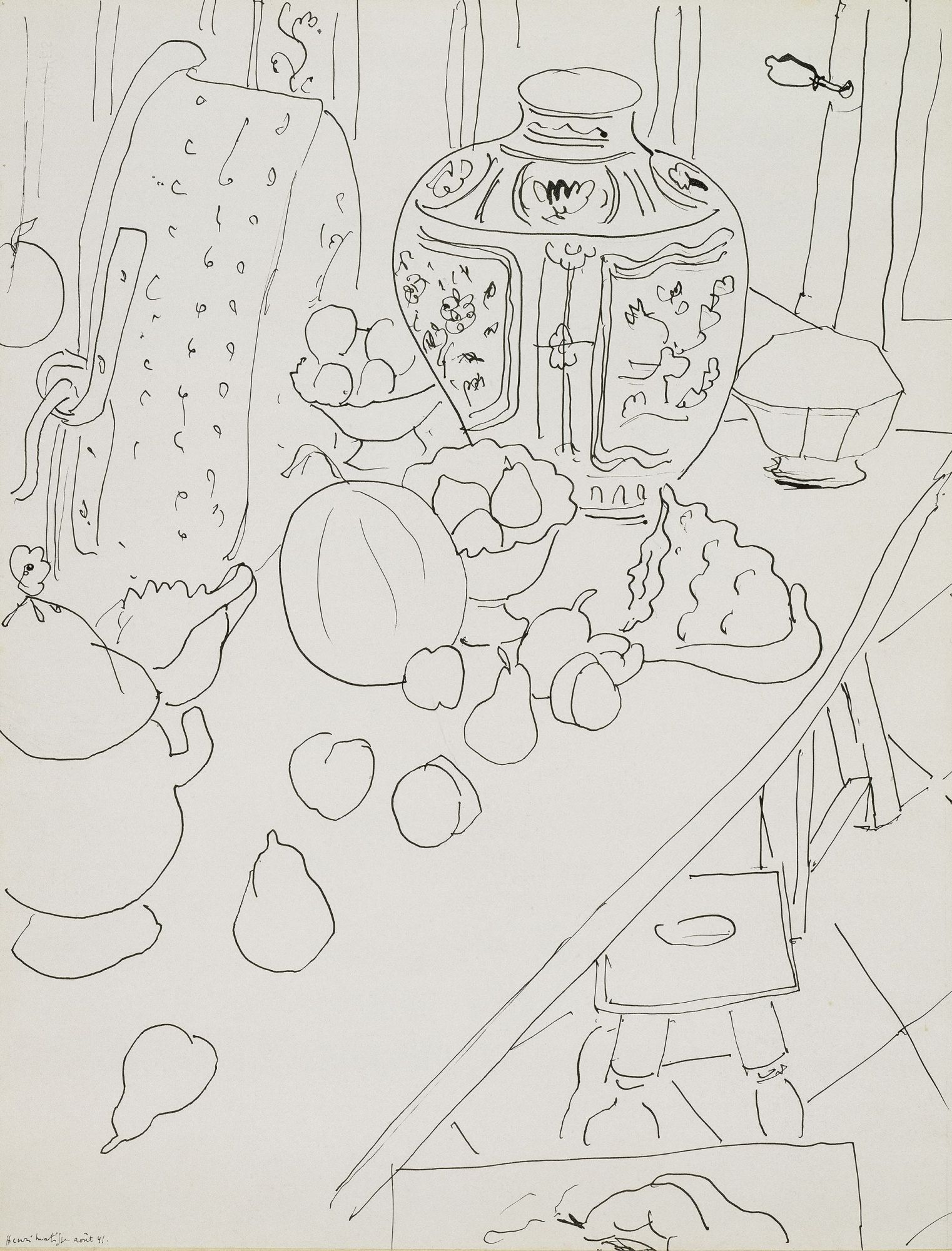 Nature morte, fruits et potiche