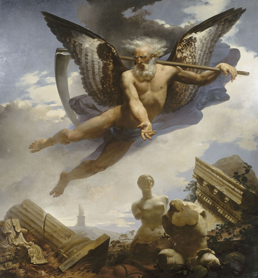 Le Temps montrant les ruines qu'il amène et les chefs-d'oeuvre qu'il laisse ensuite découvrir