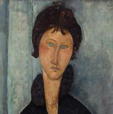 Visage de femme aux yeux bleus