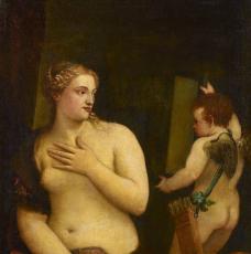 femme nue avec un miroir