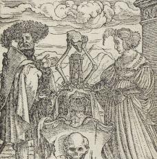 homme et femme avec une allégorie de la mort
