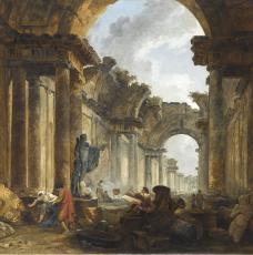 galerie en ruines avec l'apollon du belvédère