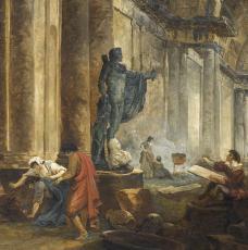Apollon du Belvédère dans une galerie en ruines