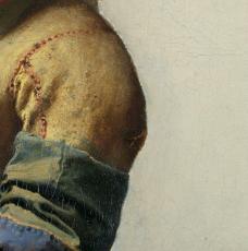 Gros plan sur l'épaule droit de la laitière