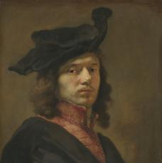 autoportrait de Fabritius Carel, homme portant un chapeau noir et regarde le spectateur dans sourire, son visage est neutre