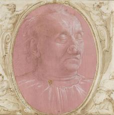 dessin d'un vieil homme, les yeux fermé et la peau rouge