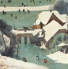 détail du moulin, une femme porte de la paille