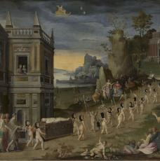 allégorie, cortège de putti enterrant Eros